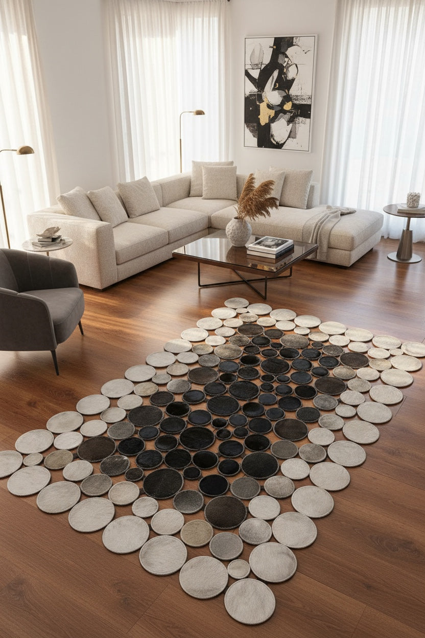 Polka Dot Original Leather Rug by Camel Carpet