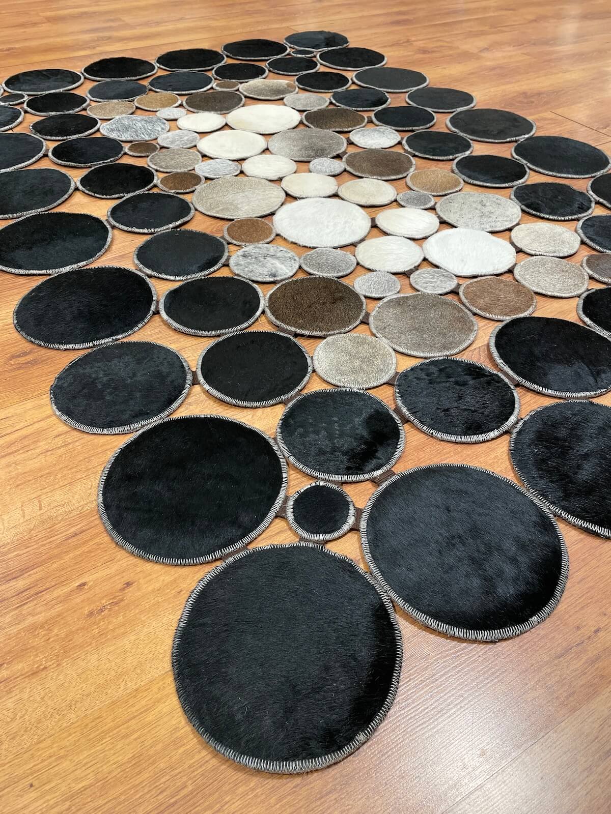 Polka Dot Original Leather Rug by Camel Carpet