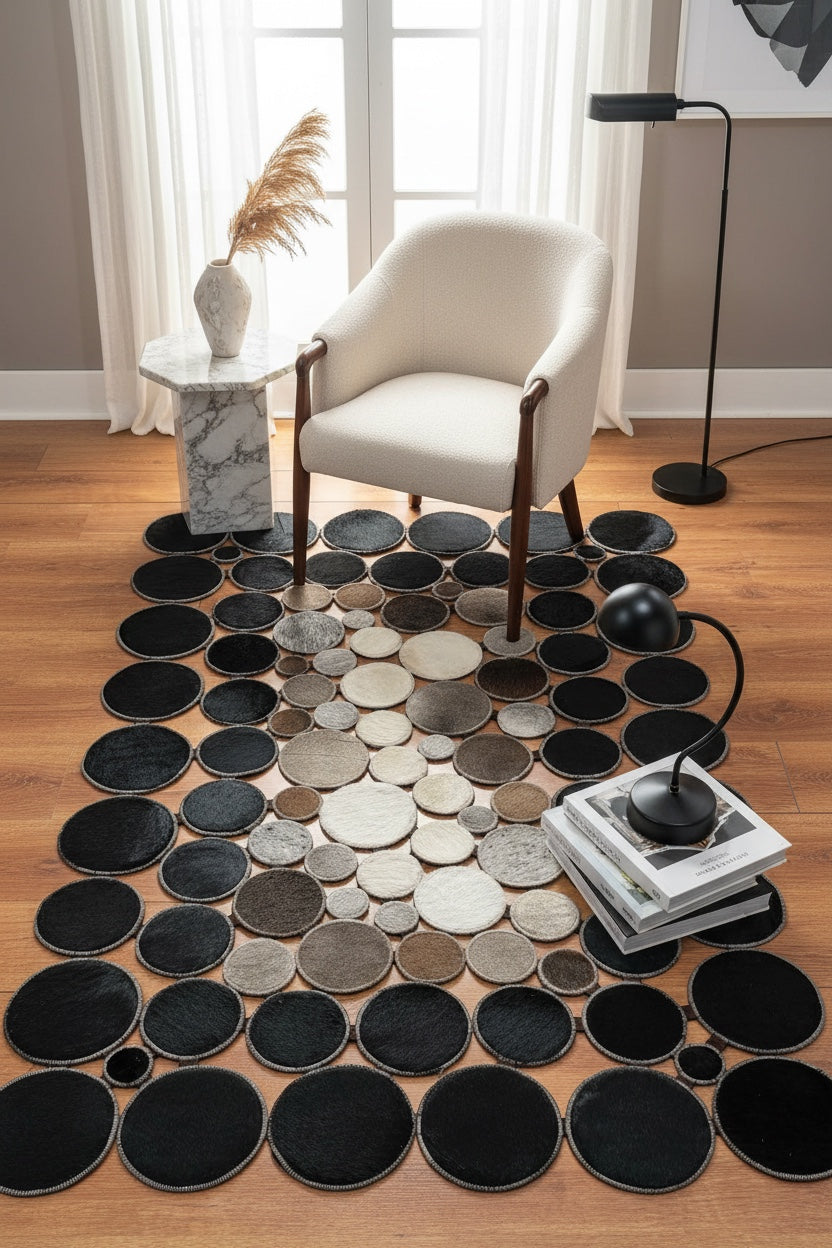 Polka Dot Original Leather Rug by Camel Carpet