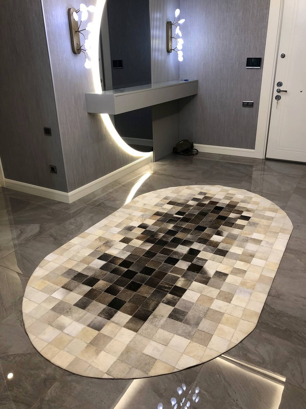 Patchwork Original Leather Rug by Camel Carpet