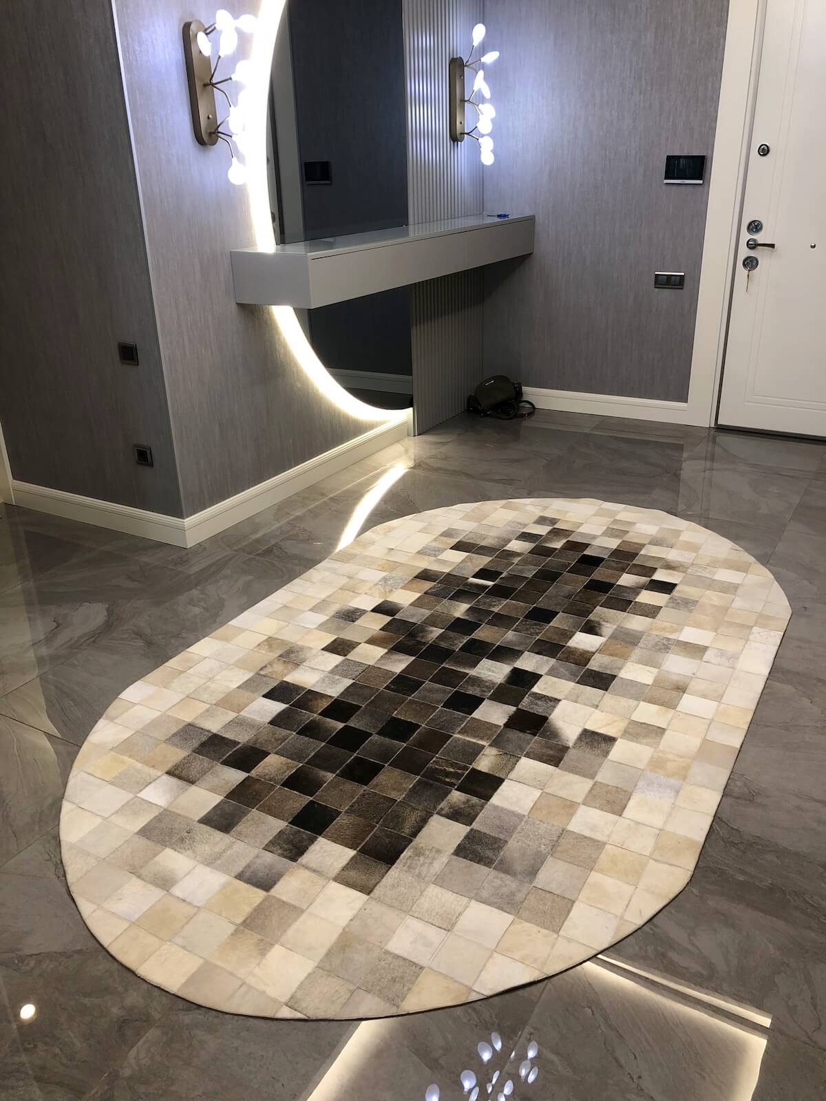 Patchwork Original Leather Rug by Camel Carpet