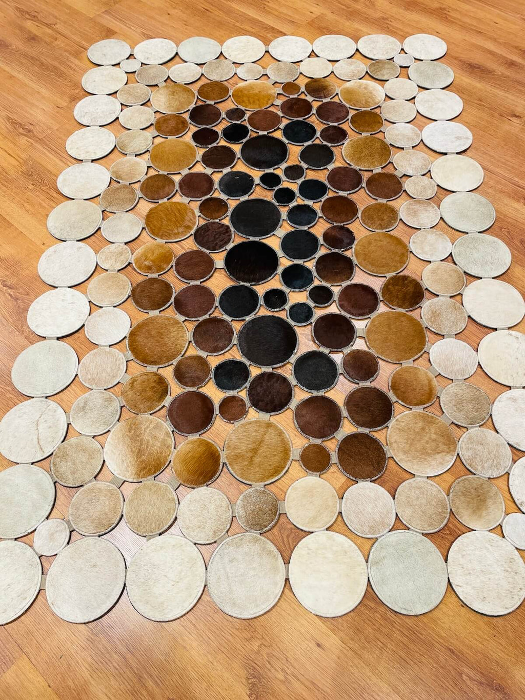 Polka Dot Original Leather Rug – 120X180 by Camel Carpet