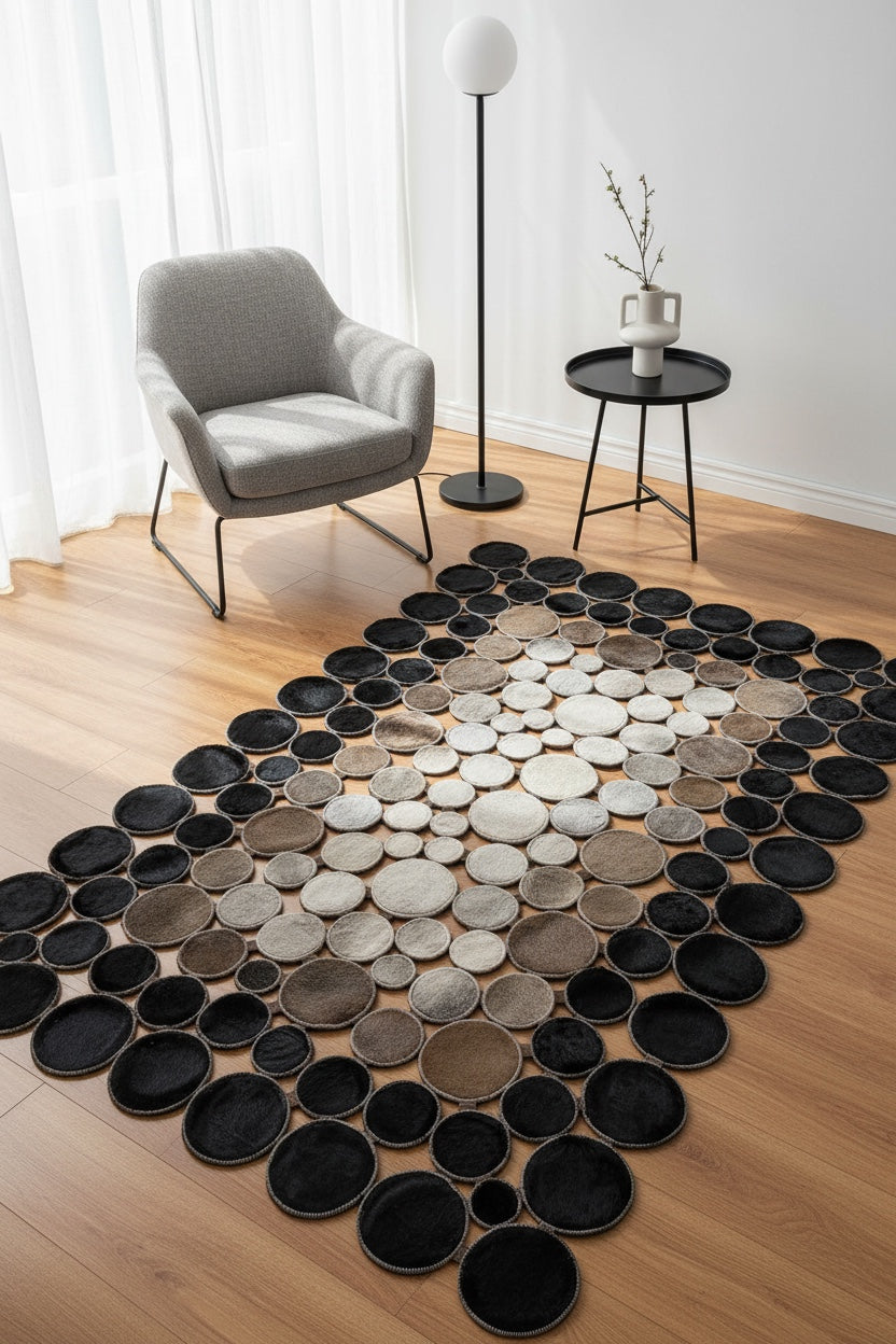 Polka Dot Original Leather Rug – 120X180 by Camel Carpet