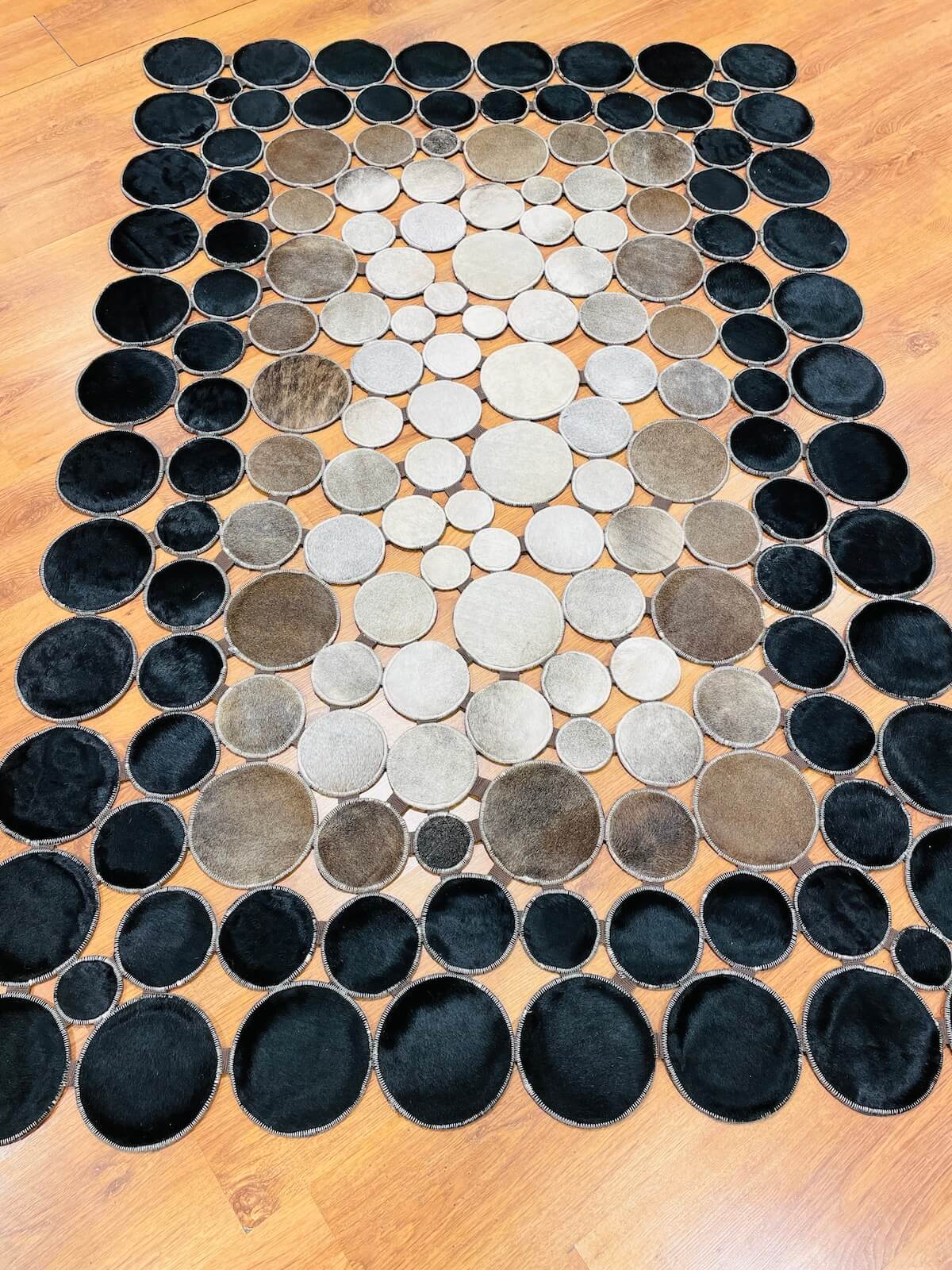 Polka Dot Original Leather Rug – 120X180 by Camel Carpet