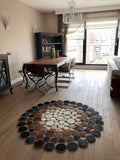 Polka Dot Round Original Leather Rug by Camel Carpet