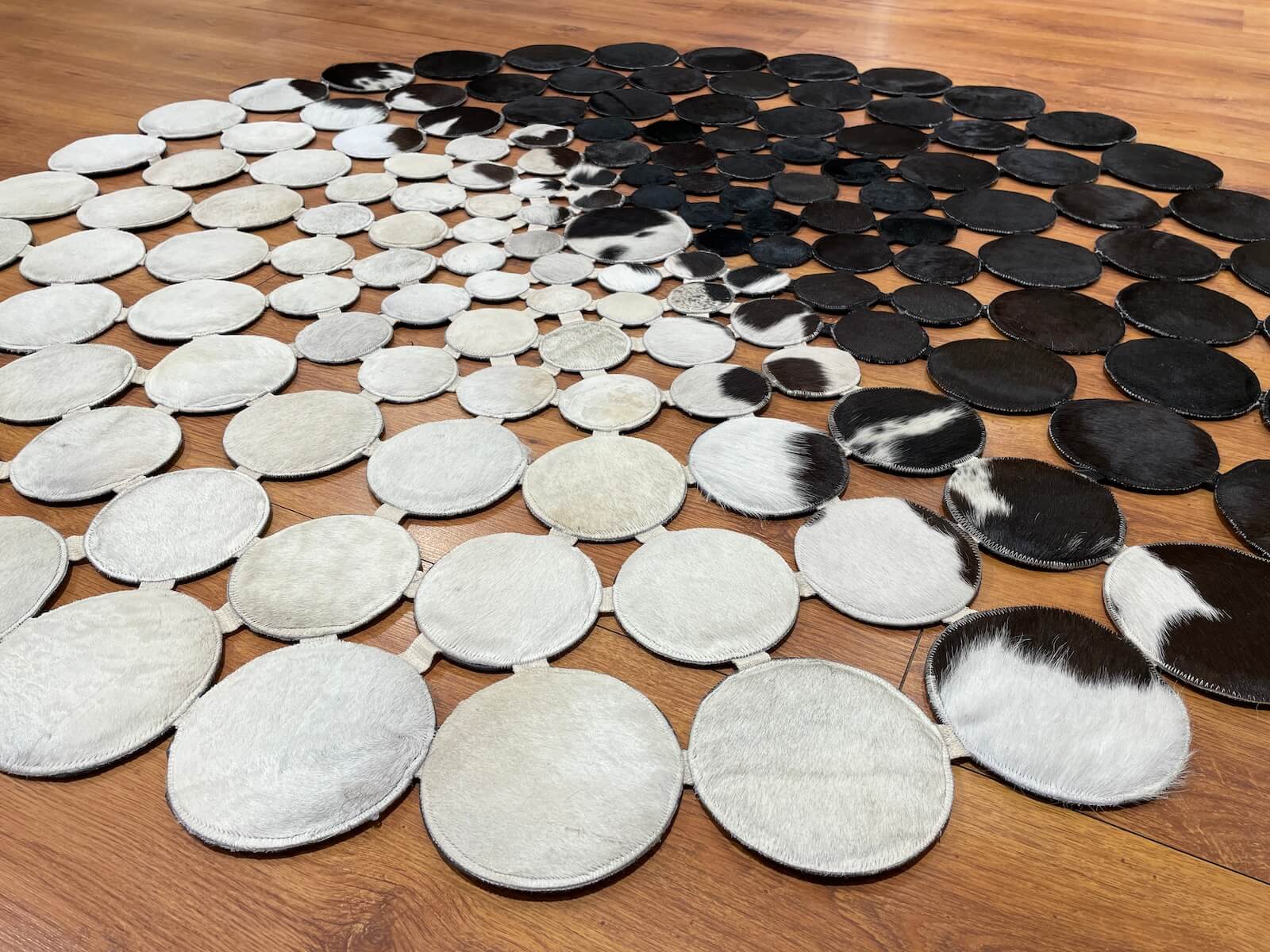 Polka Dot Round Original Leather Rug by Camel Carpet