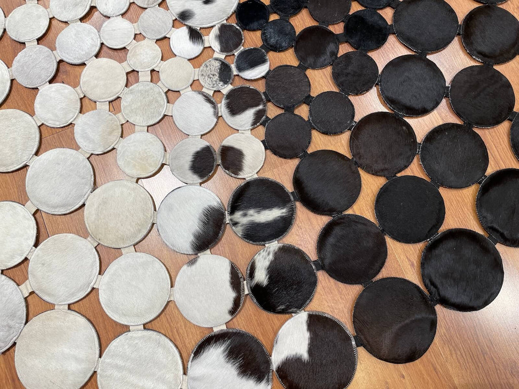 Polka Dot Round Original Leather Rug by Camel Carpet