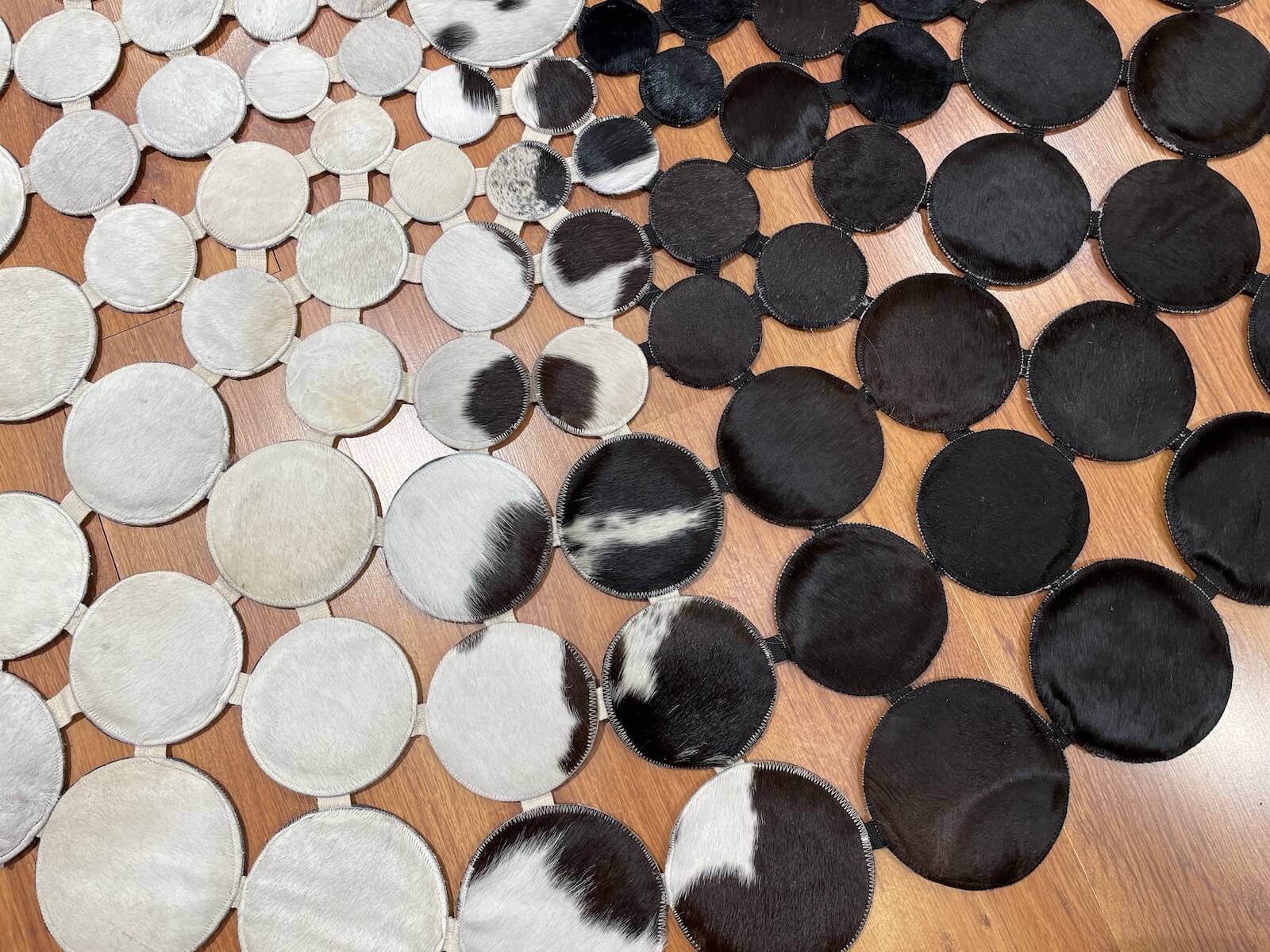 Polka Dot Round Original Leather Rug by Camel Carpet