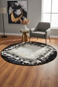 Patchwork Round Original Leather Rug – 150X150 by Camel Carpet