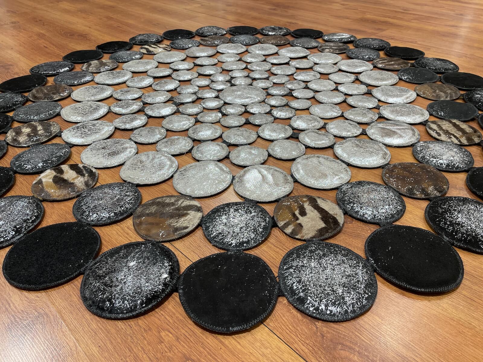 Polka Dot Round Original Leather Rug by Camel Carpet
