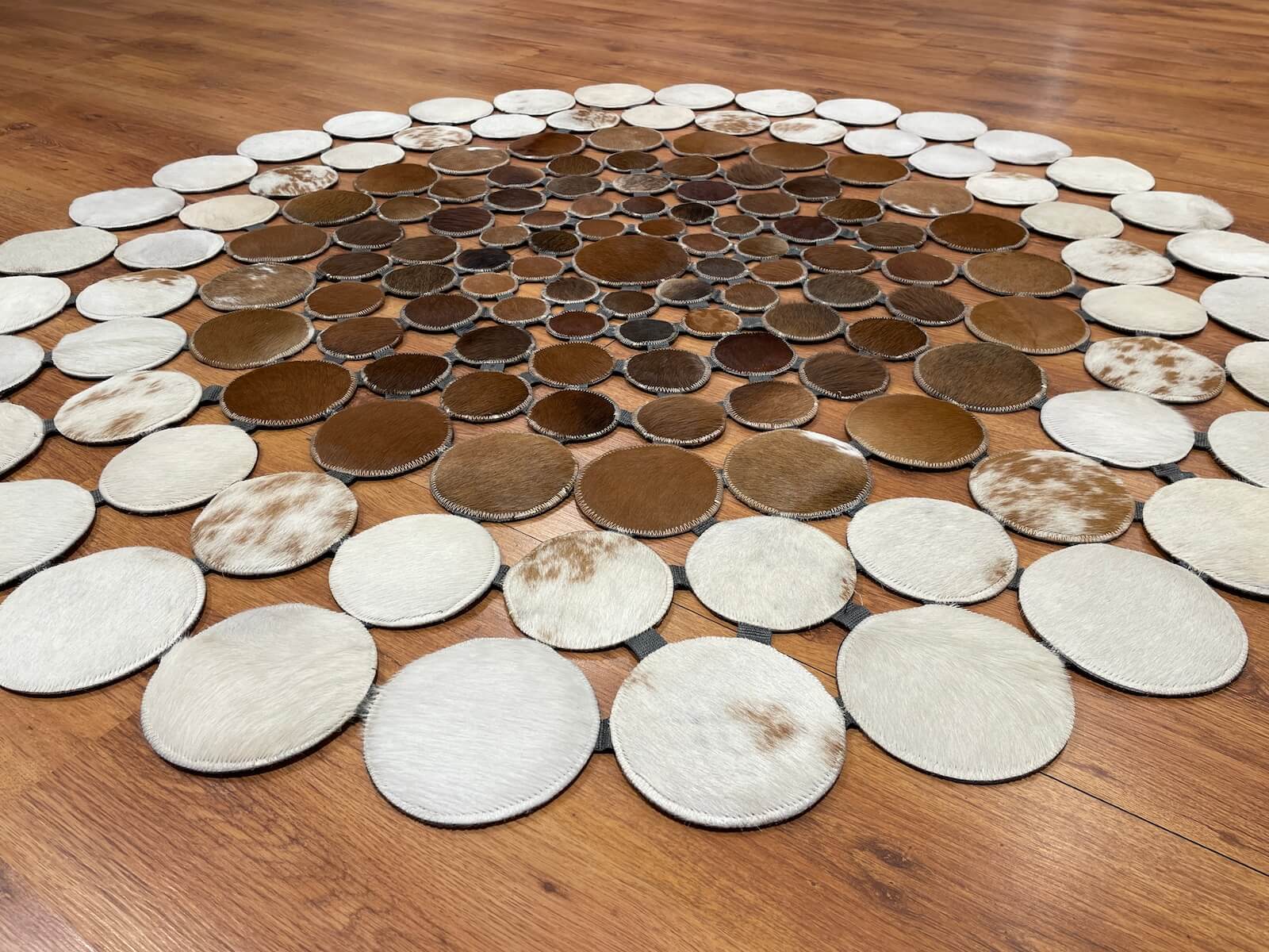 Polka Dot Round Original Leather Rug by Camel Carpet