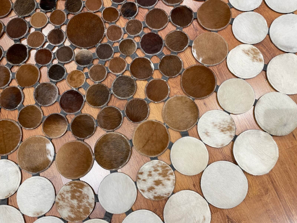 Polka Dot Round Original Leather Rug by Camel Carpet
