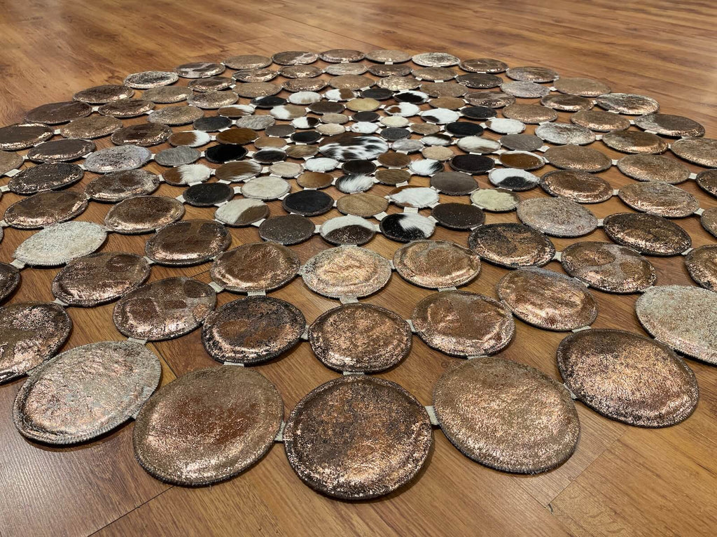 Polka Dot Round Original Leather Rug by Camel Carpet