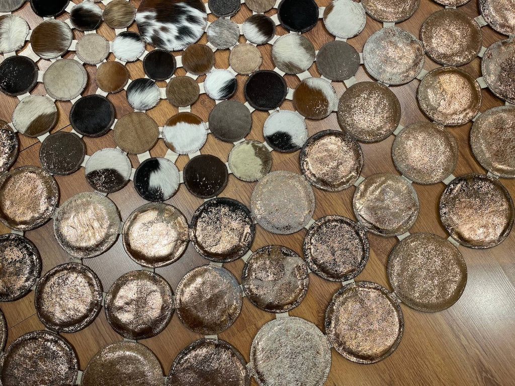 Polka Dot Round Original Leather Rug by Camel Carpet