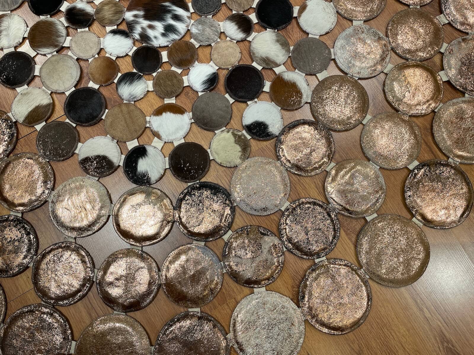 Polka Dot Round Original Leather Rug by Camel Carpet