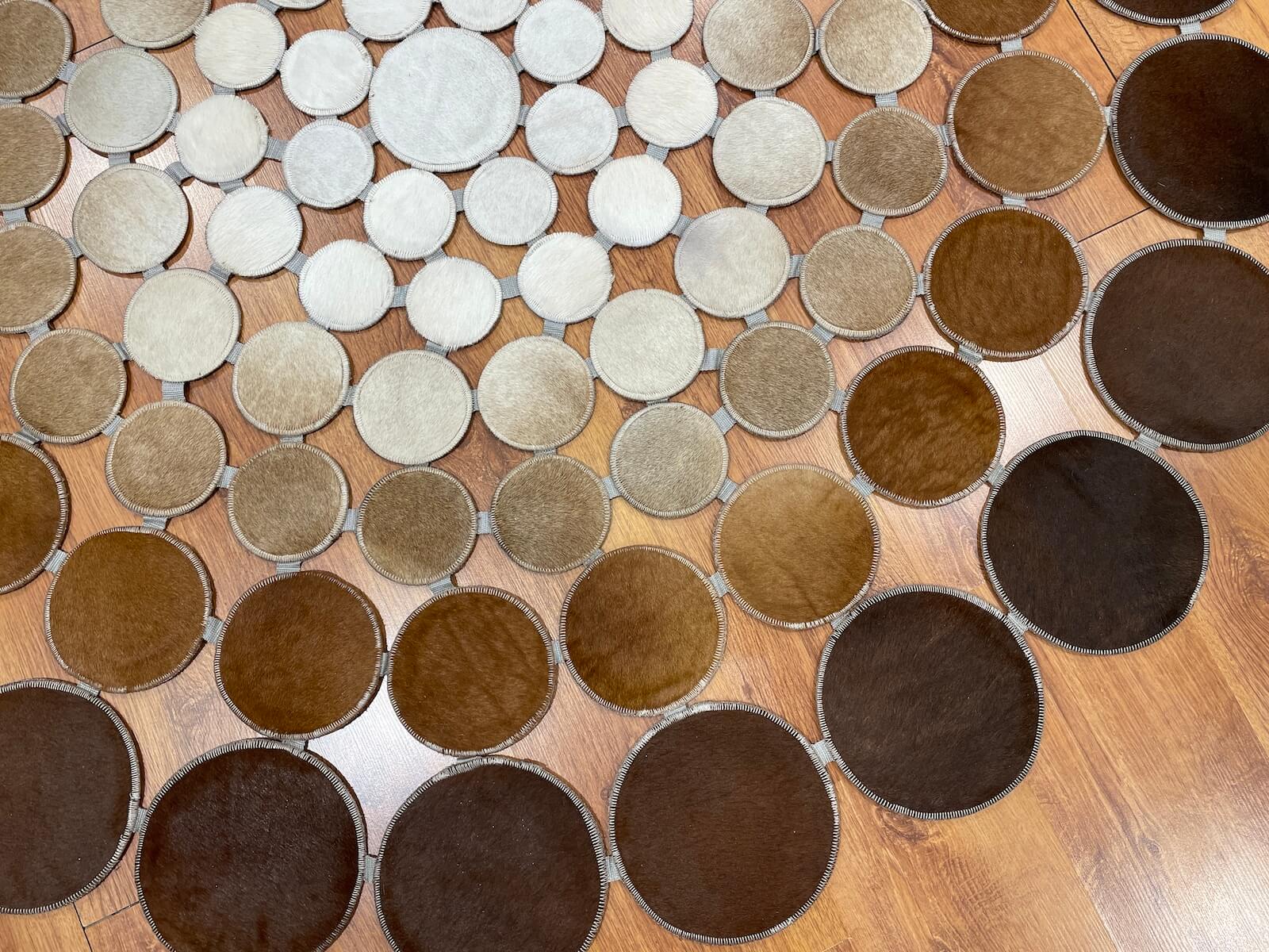 Polka Dot Round Original Leather Rug by Camel Carpet