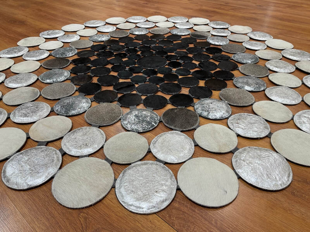 Polka Dot Round Original Leather Rug by Camel Carpet