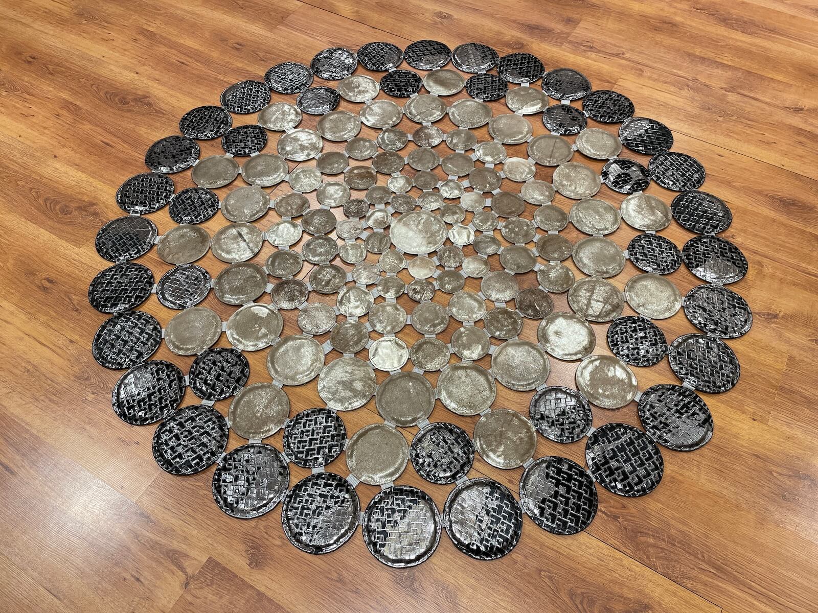 Polka Dot Round Original Leather Rug by Camel Carpet