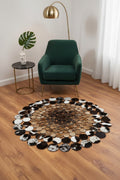Polka Dot Round Original Leather Rug by Camel Carpet