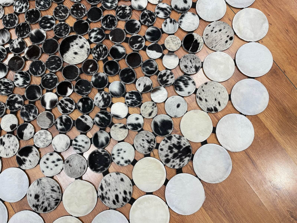 Polka Dot Round Original Leather Rug by Camel Carpet
