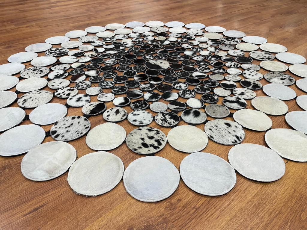 Polka Dot Round Original Leather Rug by Camel Carpet