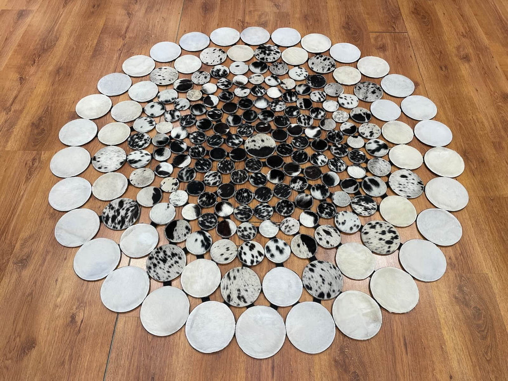 Polka Dot Round Original Leather Rug by Camel Carpet
