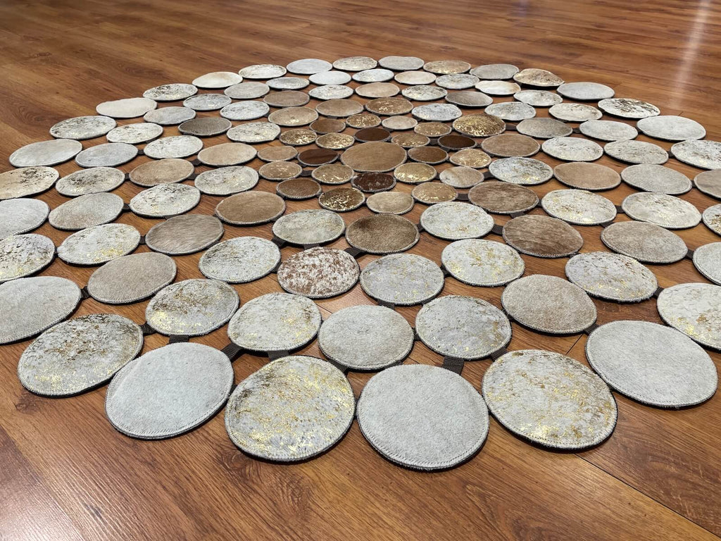 Polka Dot Round Original Leather Rug by Camel Carpet