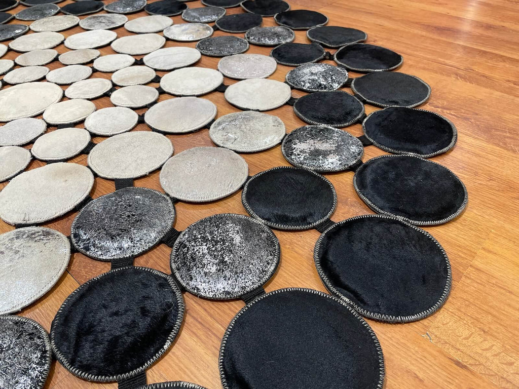 Polka Dot Round Original Leather Rug by Camel Carpet