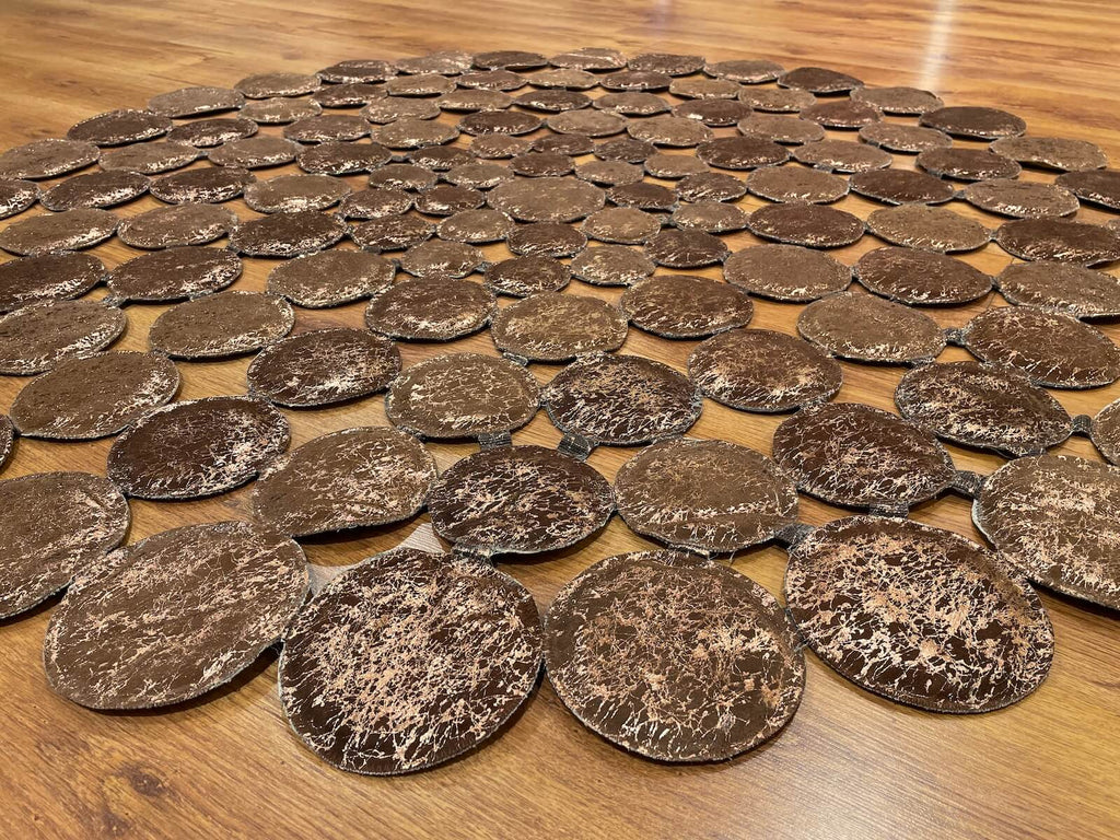 Polka Dot Round Original Leather Rug by Camel Carpet