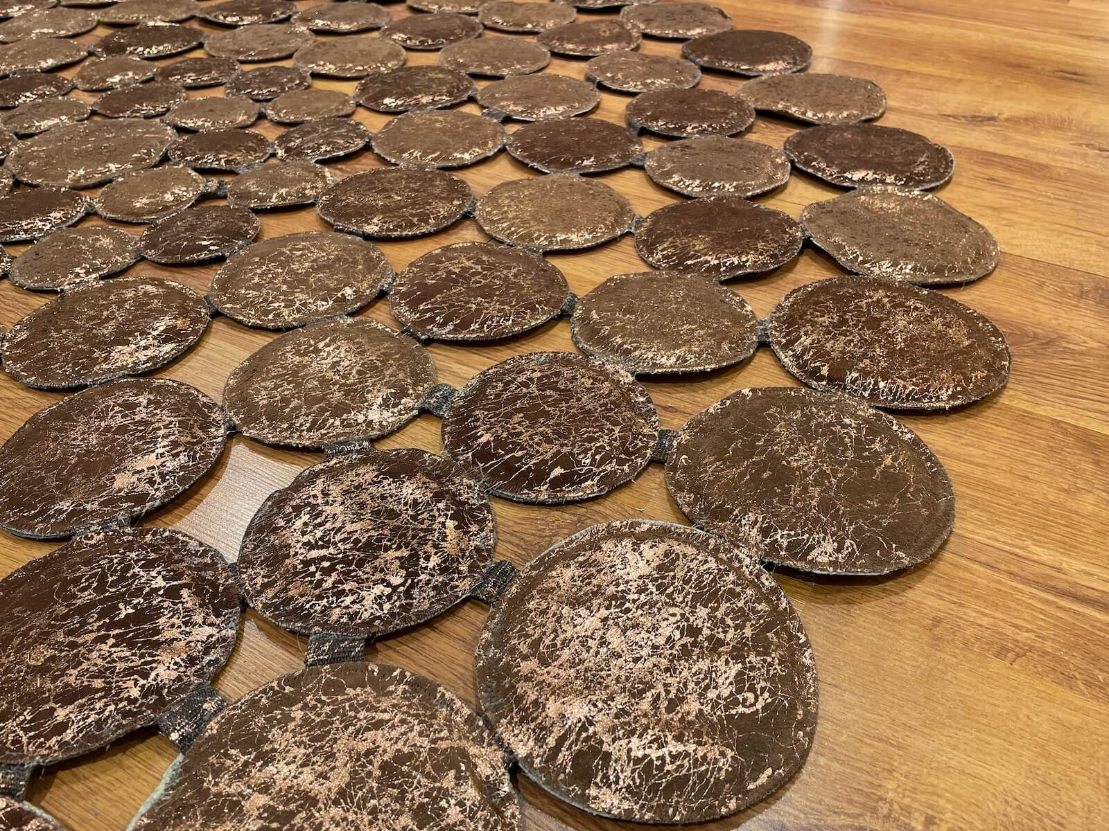Polka Dot Round Original Leather Rug by Camel Carpet