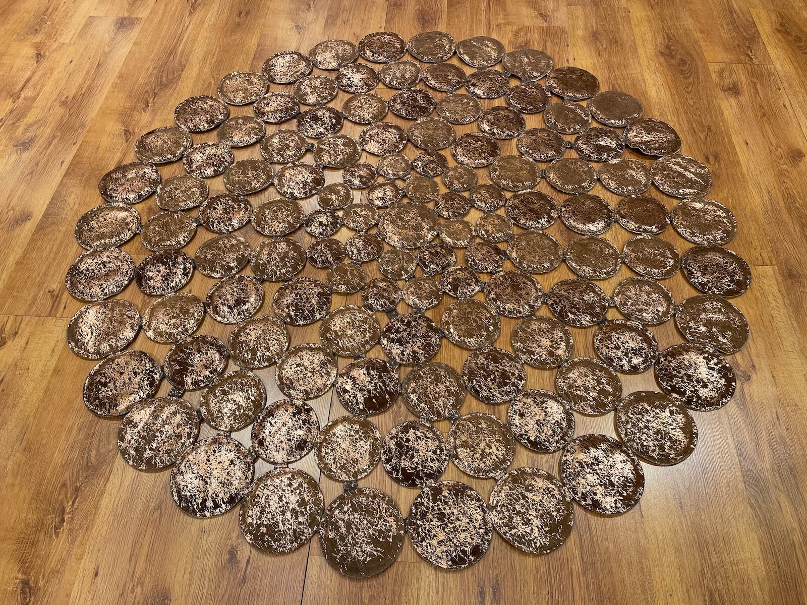 Polka Dot Round Original Leather Rug by Camel Carpet