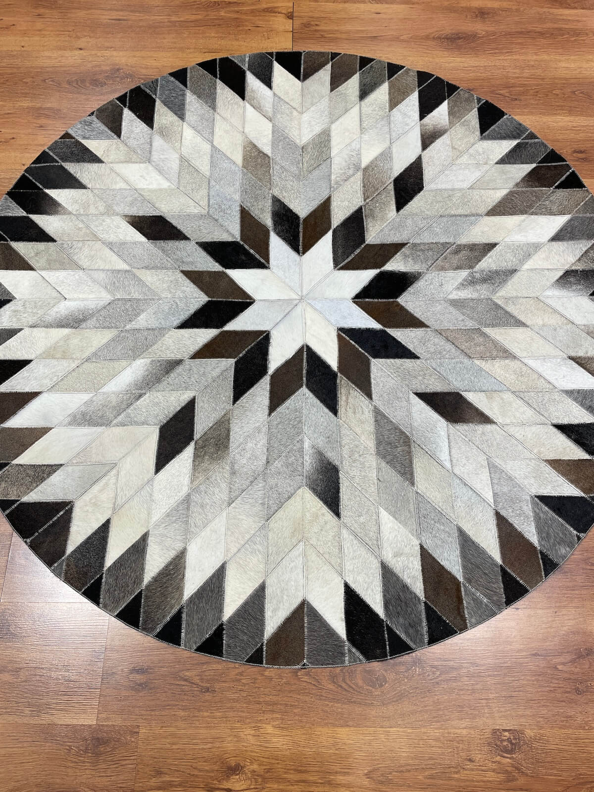 Patchwork Round Original Leather Rug by Camel Carpet