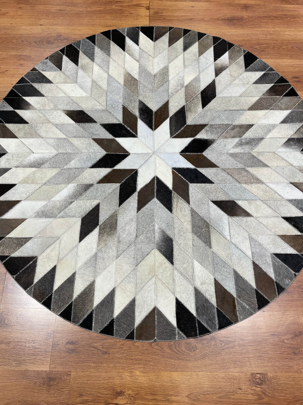 Patchwork Round Original Leather Rug by Camel Carpet