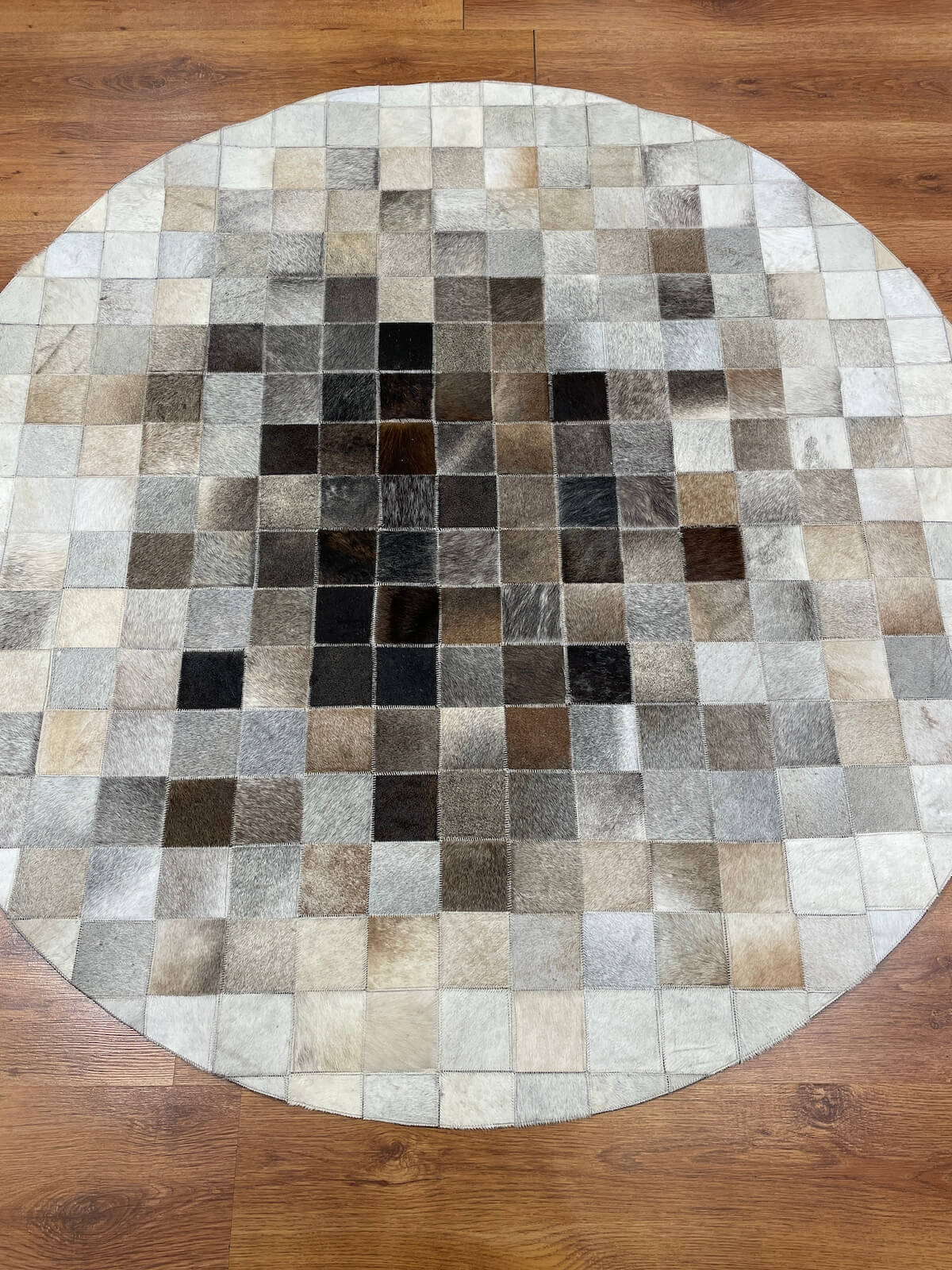 Patchwork Round Original Leather Rug by Camel Carpet