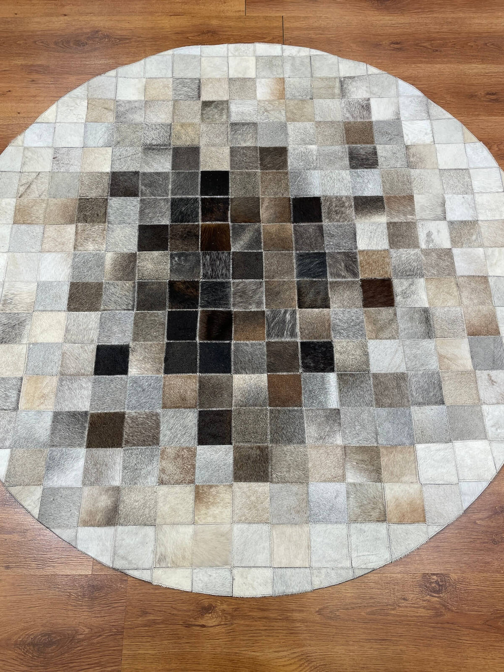 Patchwork Round Original Leather Rug by Camel Carpet