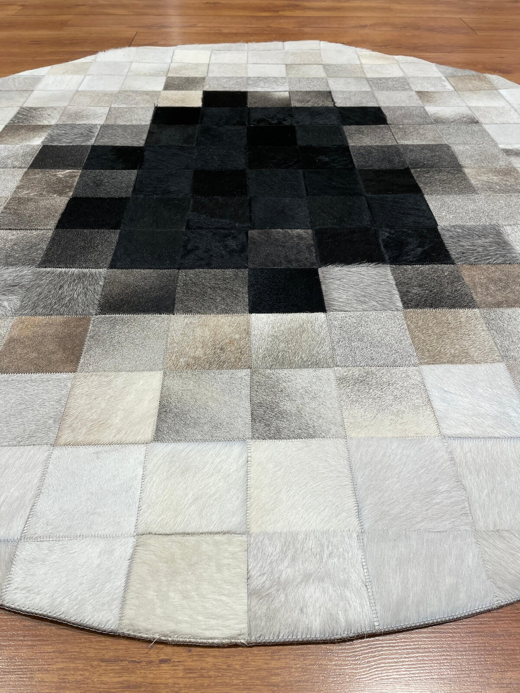 Patchwork Round Original Leather Rug – 160X160 by Camel Carpet