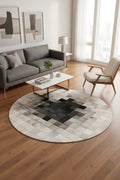 Patchwork Round Original Leather Rug – 160X160 by Camel Carpet