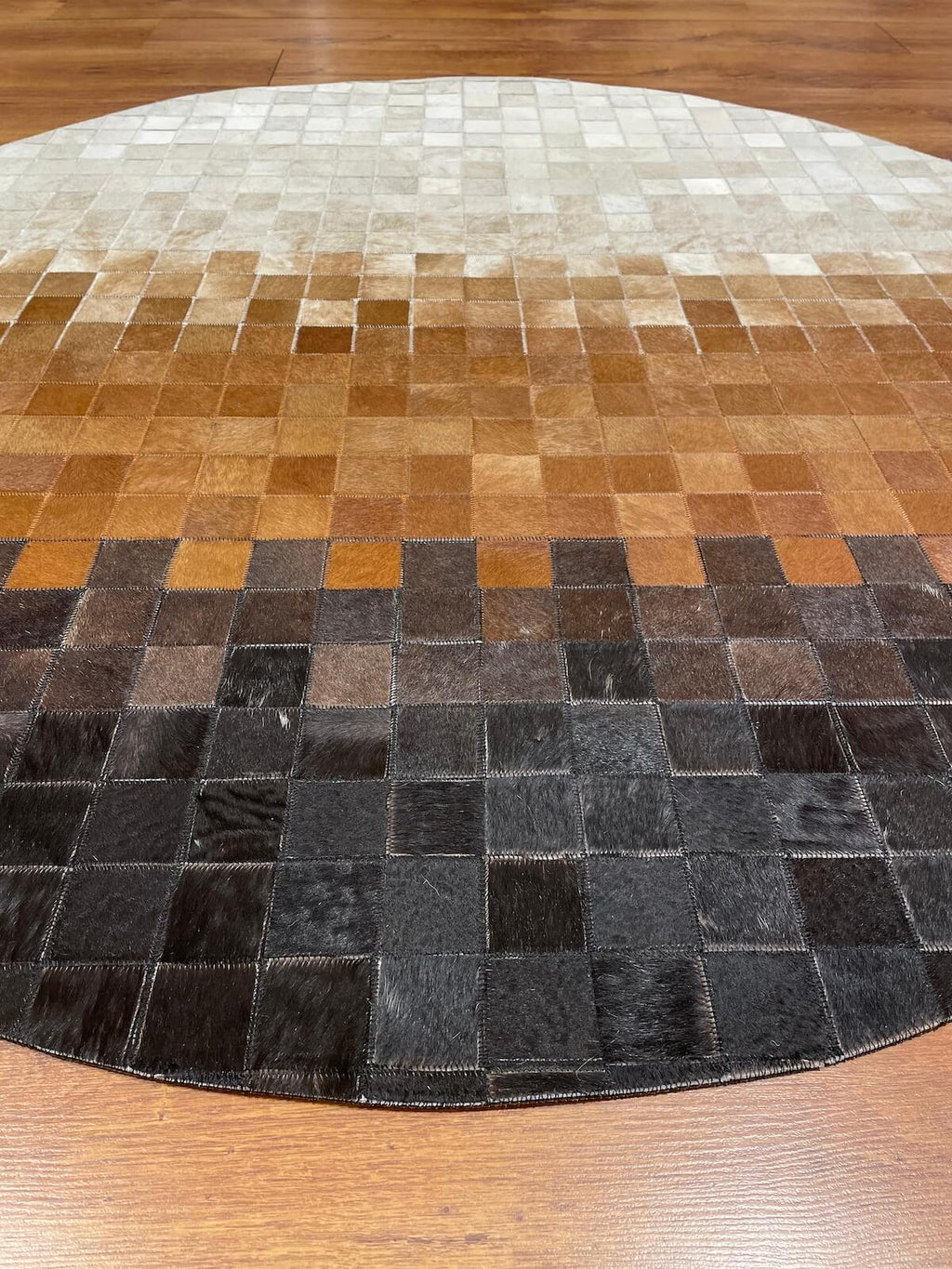Patchwork Round Original Leather Rug by Camel Carpet