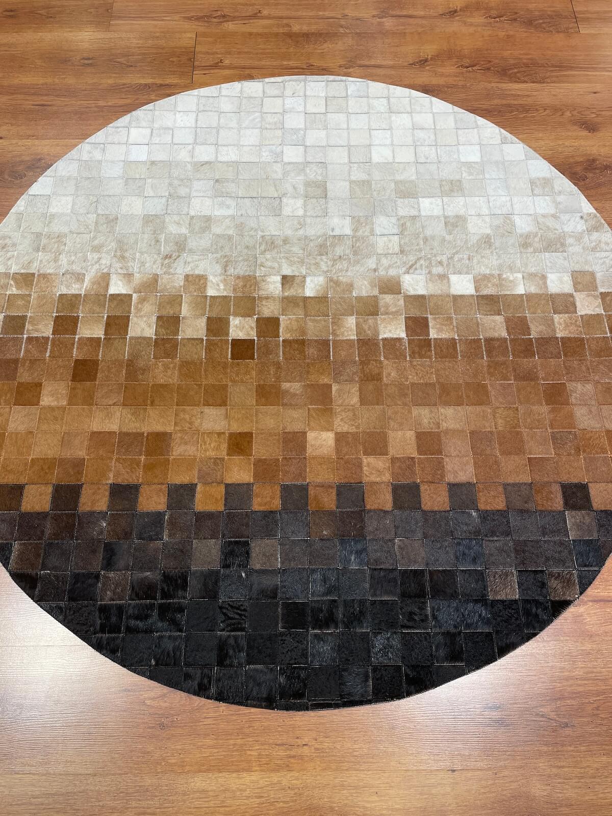 Patchwork Round Original Leather Rug by Camel Carpet