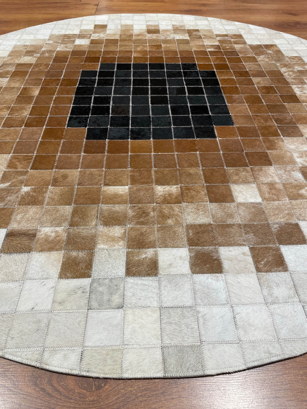 Patchwork Round Original Leather Rug by Camel Carpet