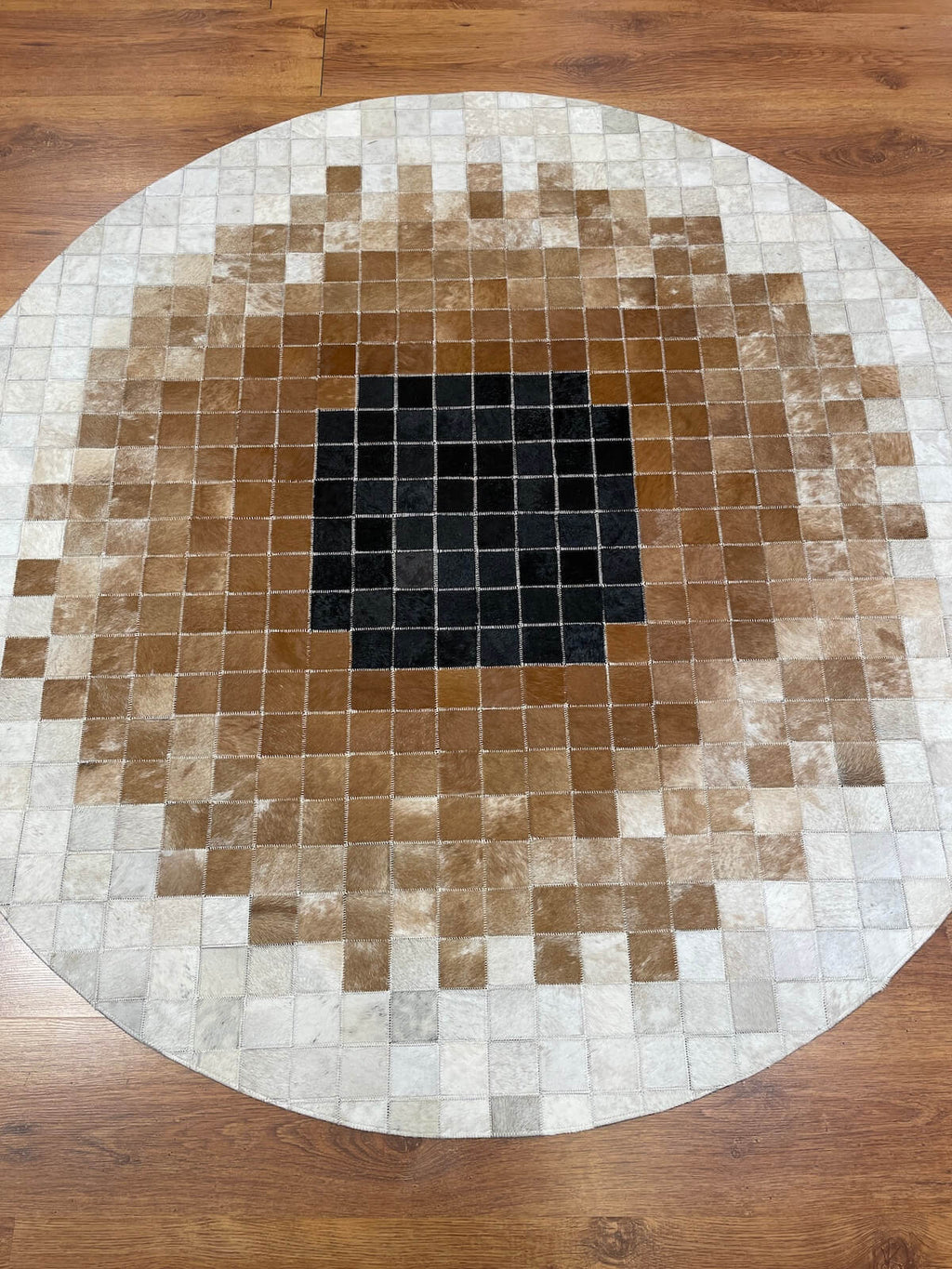 Patchwork Round Original Leather Rug by Camel Carpet