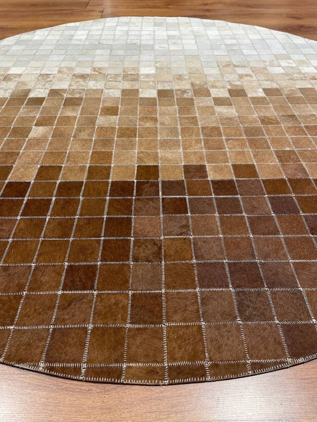 Patchwork Round Original Leather Rug by Camel Carpet