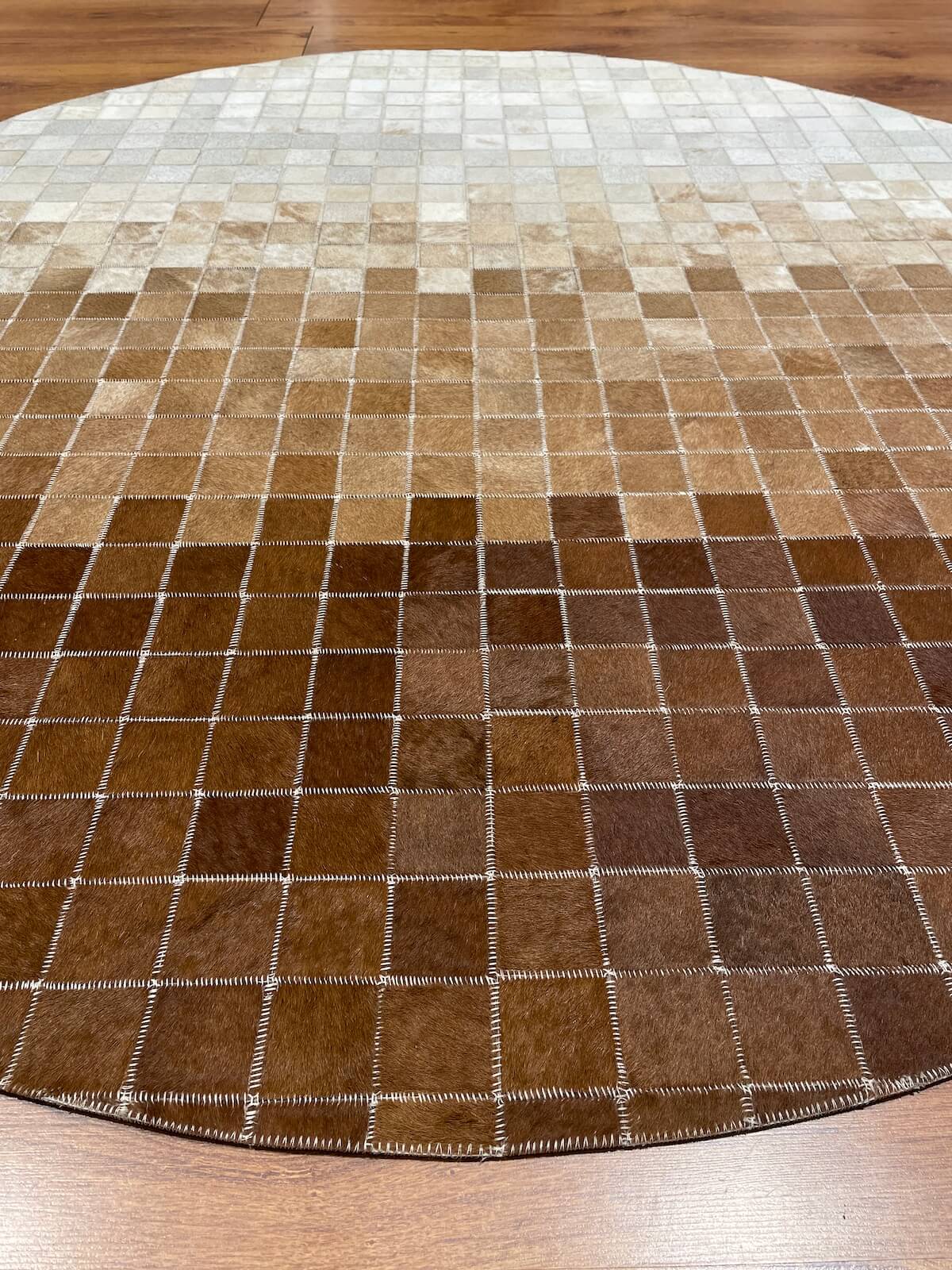 Patchwork Round Original Leather Rug by Camel Carpet