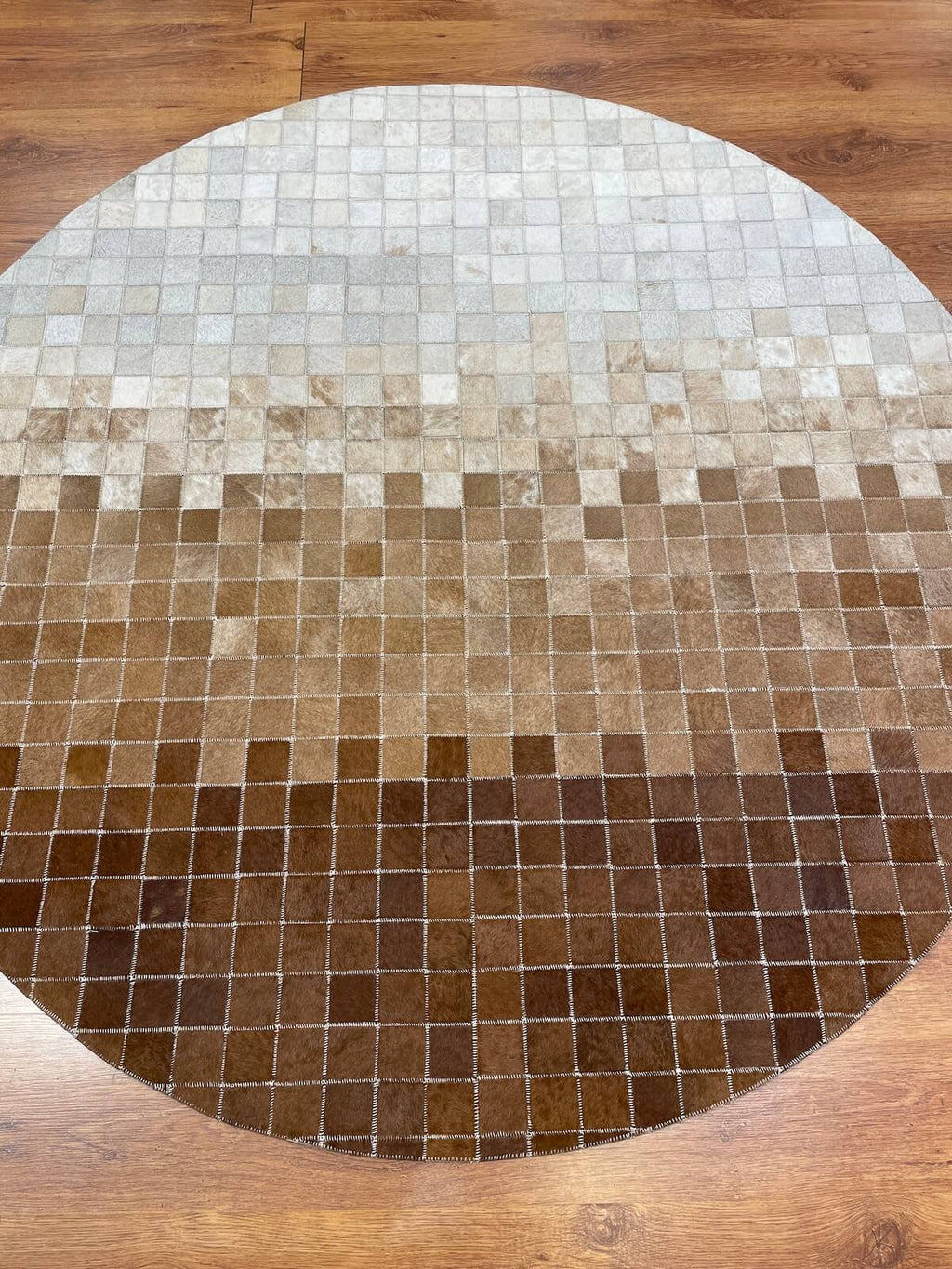 Patchwork Round Original Leather Rug by Camel Carpet