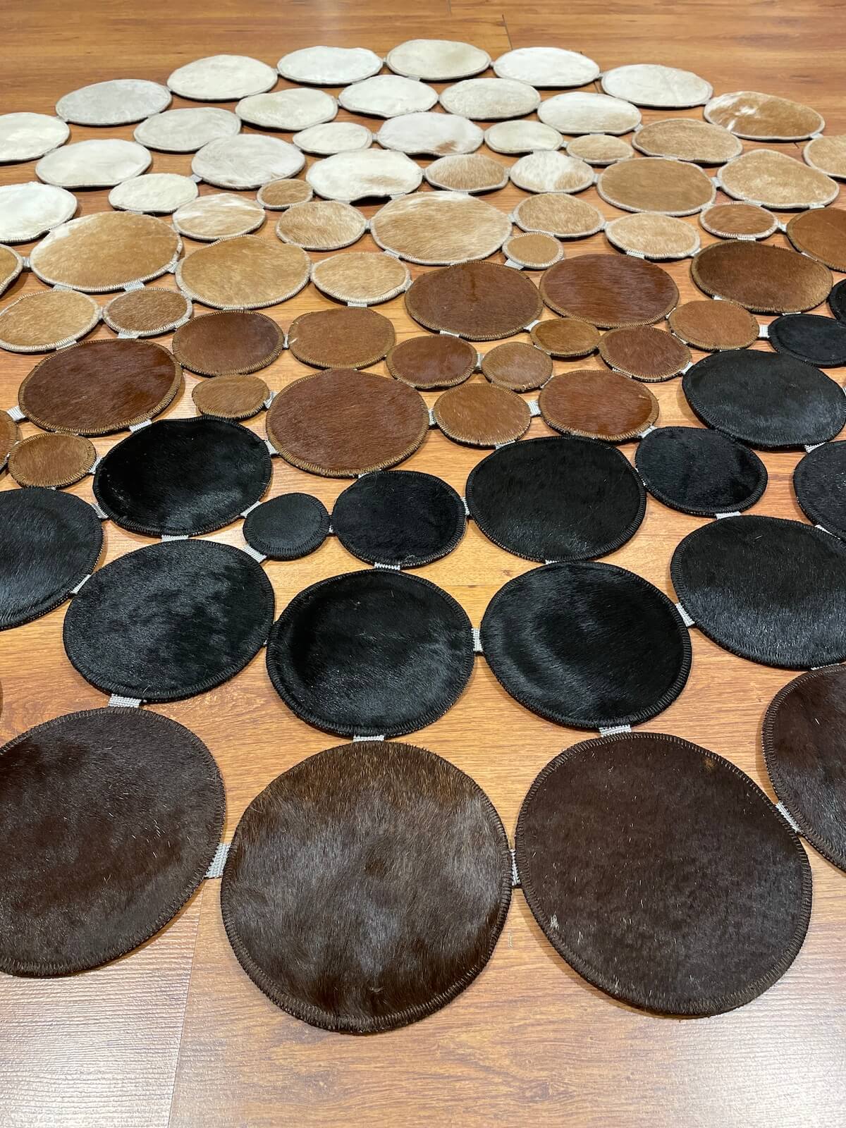 Polka Dot Round Original Leather Rug by Camel Carpet