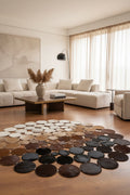 Polka Dot Round Original Leather Rug by Camel Carpet