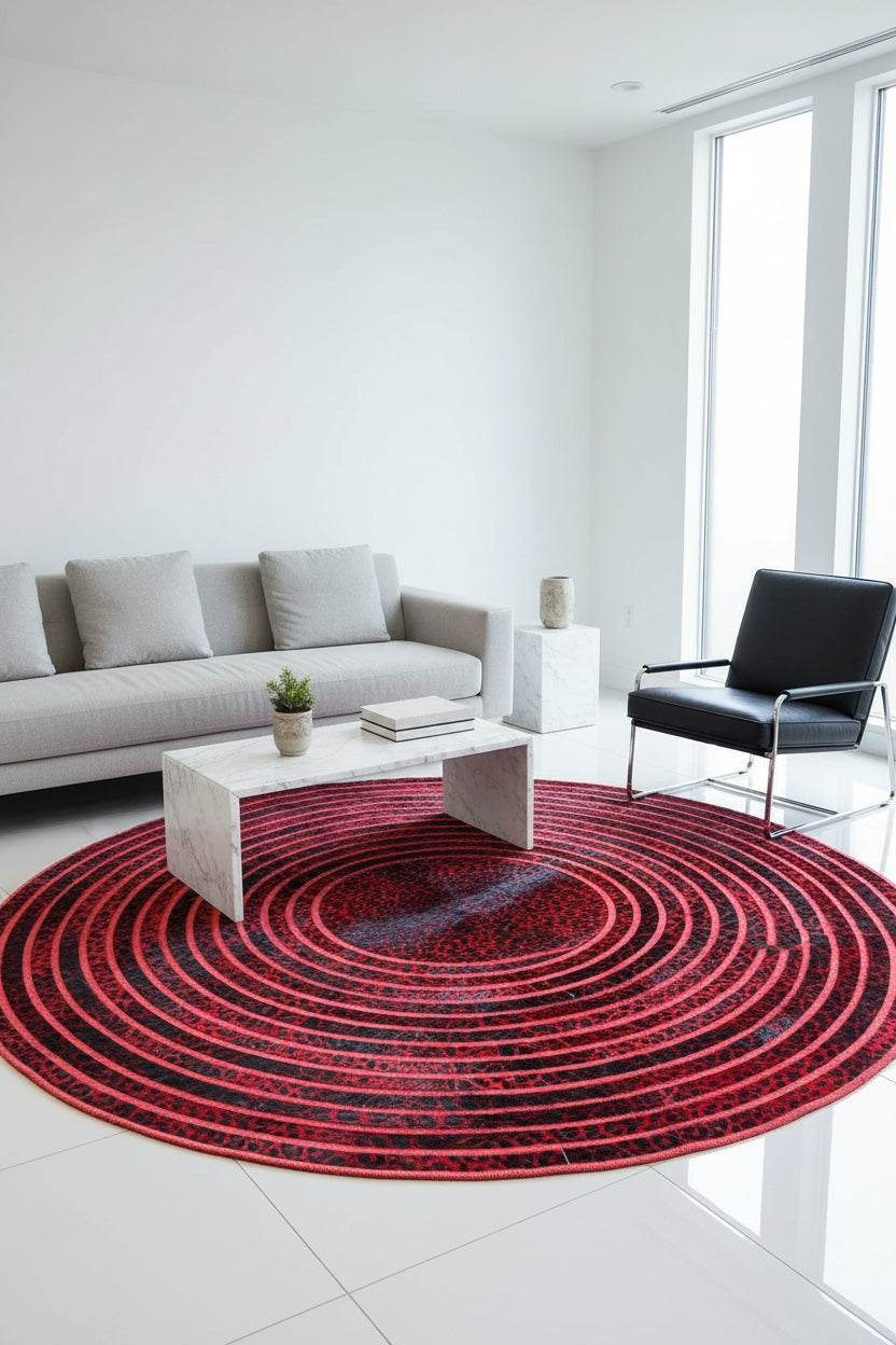 Toscana Round Original Leather Rug – 195X195 by Camel Carpet
