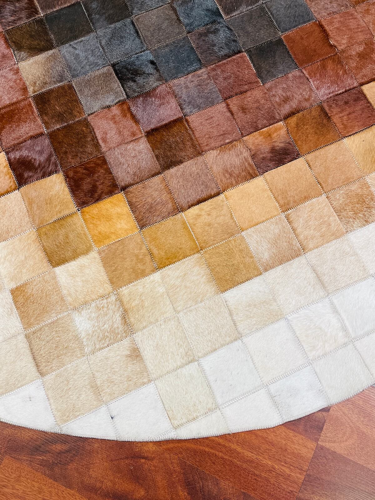 Patchwork Round Original Leather Rug – 150X150 by Camel Carpet