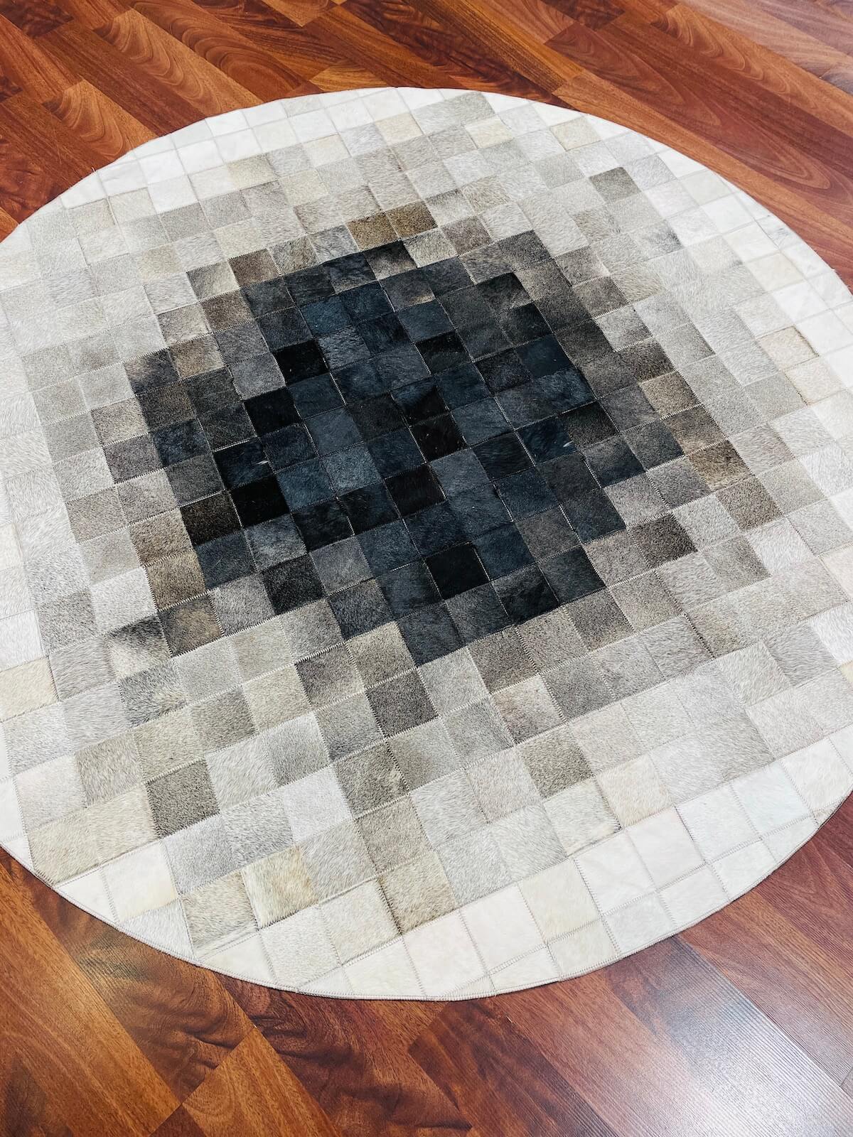 Patchwork Round Original Leather Rug – 150X150 by Camel Carpet