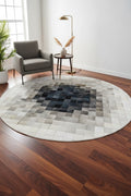 Patchwork Round Original Leather Rug – 150X150 by Camel Carpet